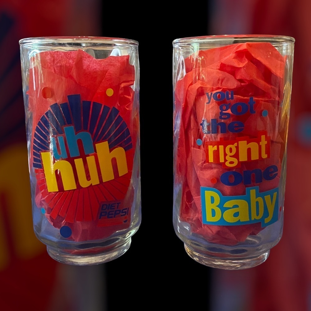 Vintage 1990 Diet Pepsi “You Got the Right One Baby, Uh Huh” Glasses
